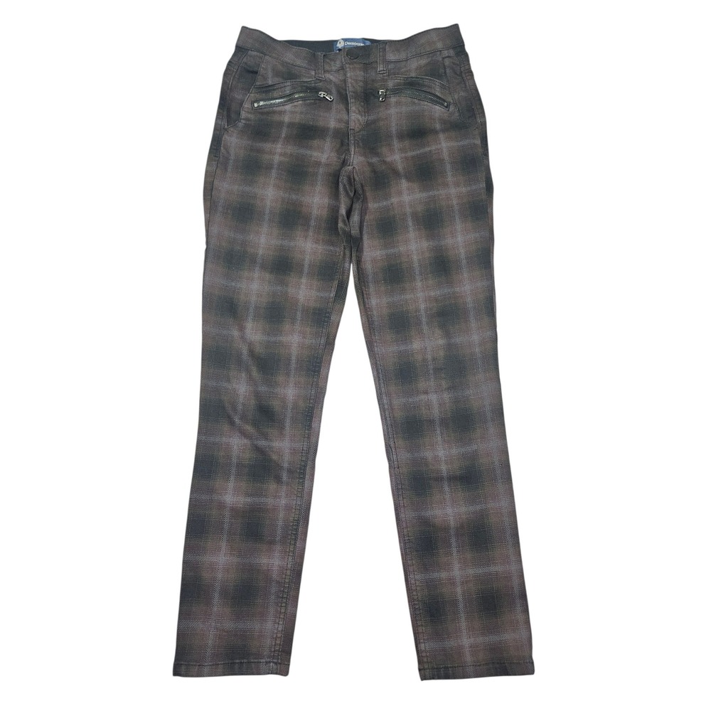 Democracy Ab'solution Skinny Pants Plaid Brown Black Sz 4